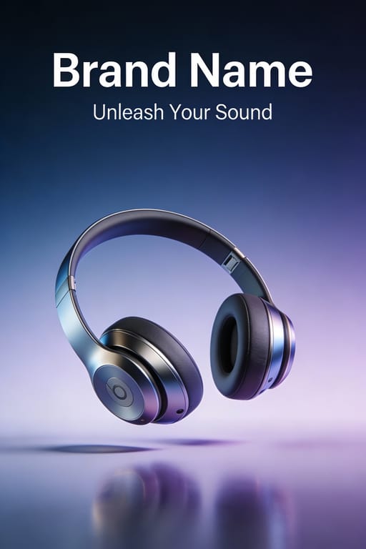 Sleek Minimalist Wireless Headphone Ad AI image generation showcase