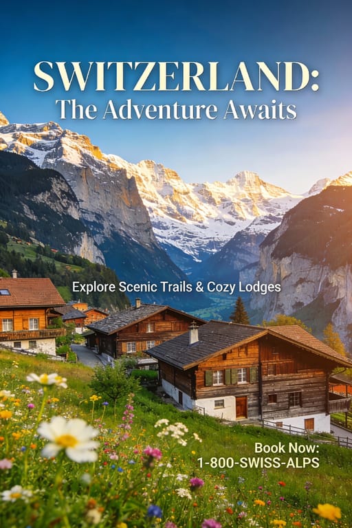 Aspirational Swiss Alps Travel Poster AI image generation showcase