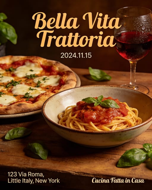 Italian Restaurant Grand Opening Flyer AI image generation showcase