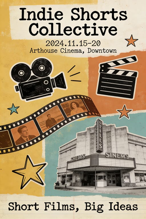 Quirky Independent Short Film Festival Poster AI image generation showcase