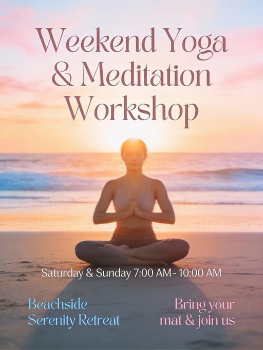 Serene Yoga & Meditation Workshop Poster AI image generation showcase
