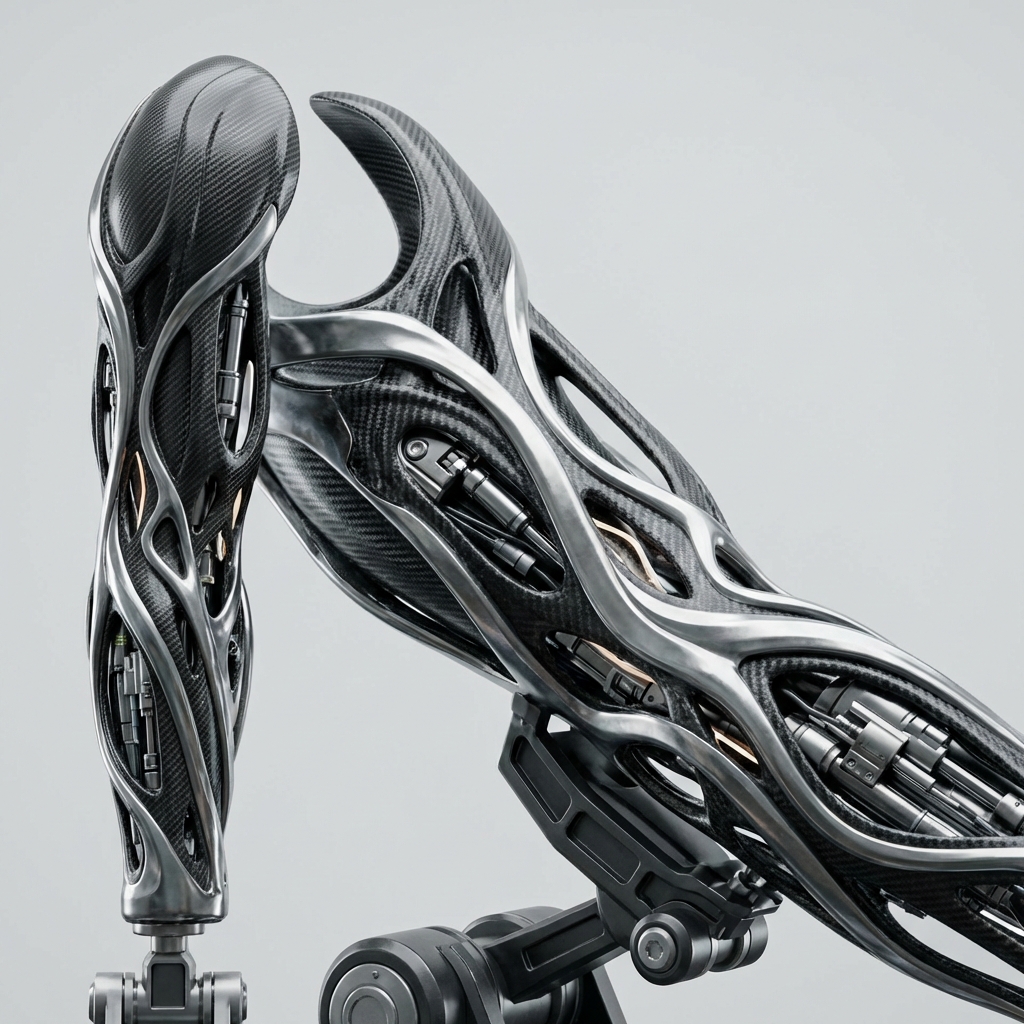 AI biomorphic exoskeleton sculpture: white organic shell wrapping translucent colored core, biomorphic hole design, gray background floating, studio-grade high-contrast lighting