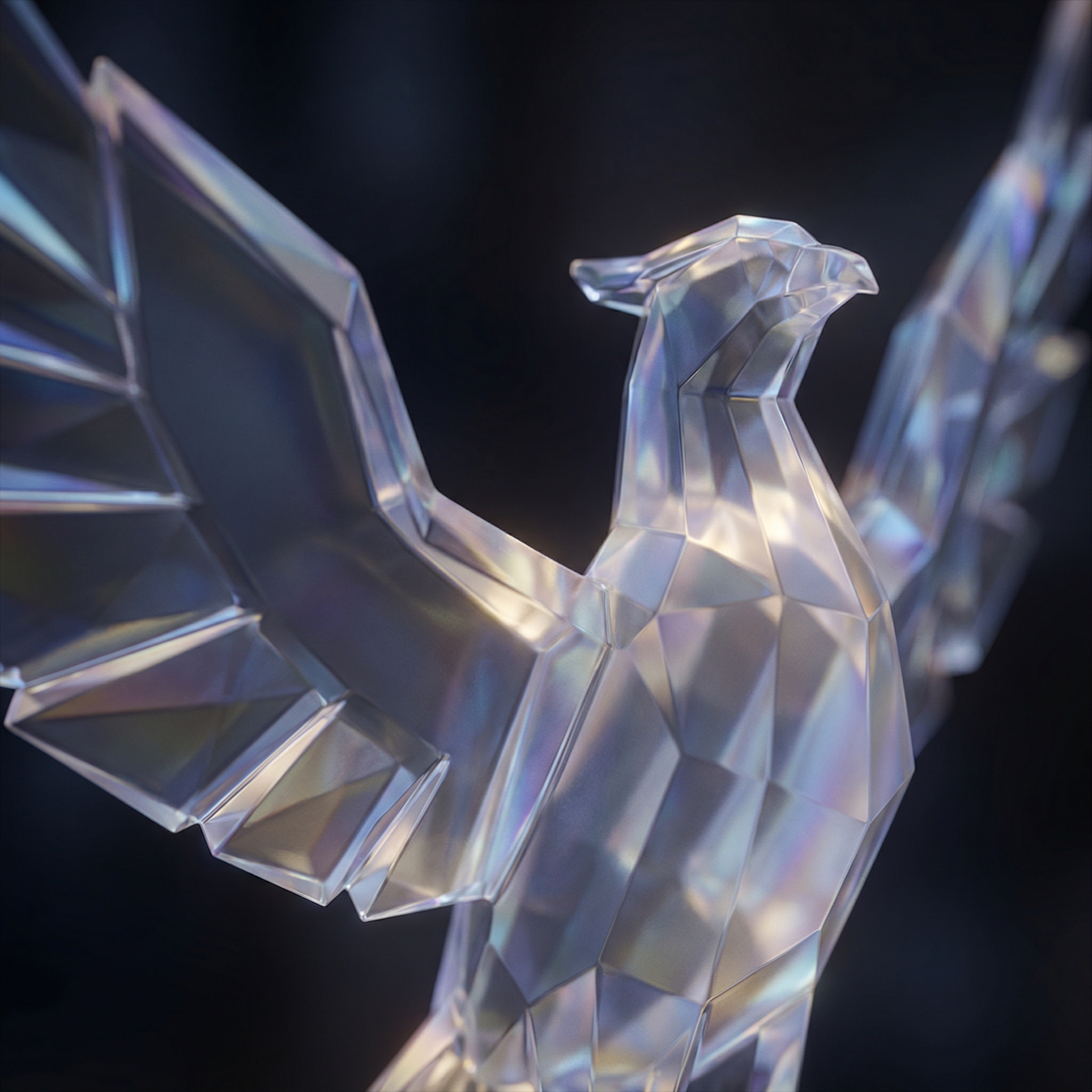 Translucent crystalline form with inner glow 3D sculpture